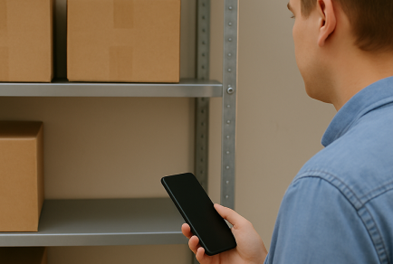 A person looking at shelves